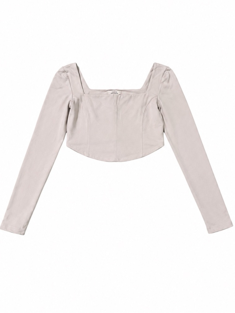 Cream Square Neck Crop Top Milkmaid Corset Coquette Balletcore Long Sleeve L
